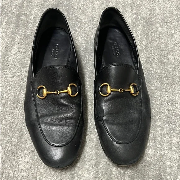 Gucci Black and Gold Loafers with Horsebit Detail - Picture 1 of 4